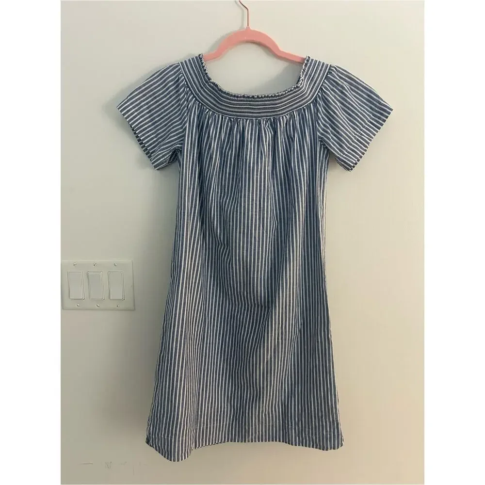 NWT J.Crew Factory Size 0 Blue Stripe Coastal Preppy Linen Shift Dress